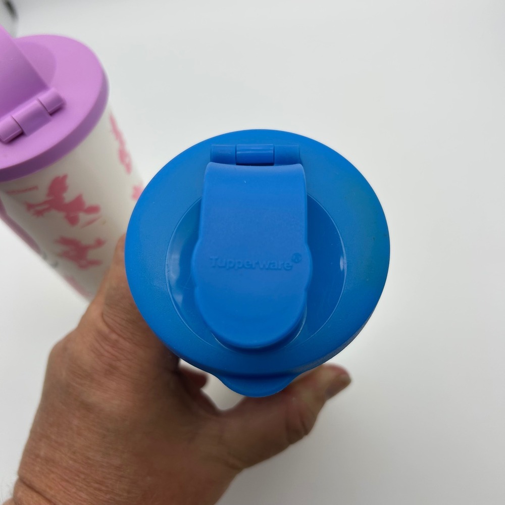 Tupperware Disney Donald & Daisy Duck 16oz Tumbler Set Flip Top Lids 2pc - Picture 5 of 6